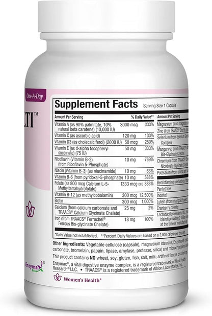 Maxi Health Women's Daily Multivitamin Biotin, Vitamins A B C D E, Calcium, Zinc, Lutein, Magnesium, Folate and More. Supports Gut Health for Women. Natural, Non-GMO, Gluten Free & Dairy Free Kosher