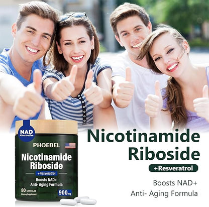 New Supplement Nicotinamide Riboside Resveratrol-900mg, Supplement for Men and Women(80 Capsules)