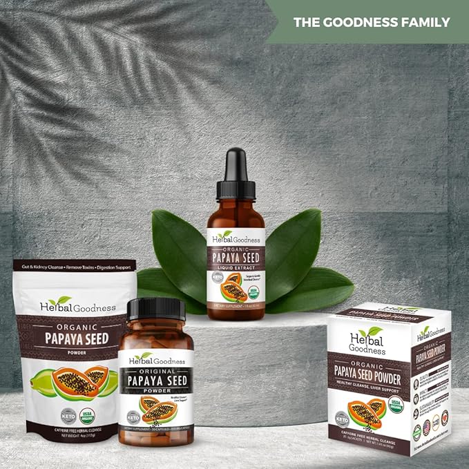 Organic Papaya Seeds Powder 4oz - 100% Natural Cleanse with Papain for Gut & Digestive Health Support - Papaya Seed for Body Detox & Colon Broom Formula - 1 Pack
