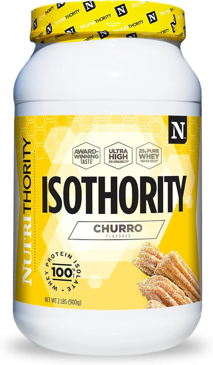 Isothority Whey Protein Isolate, Churro, 2 lb - Ultra Absorbable Branched Chain Amino Acids (BCAA) Powder with 25g Protein Per Serving, Low Carb - Build Muscle & Accelerate Recovery