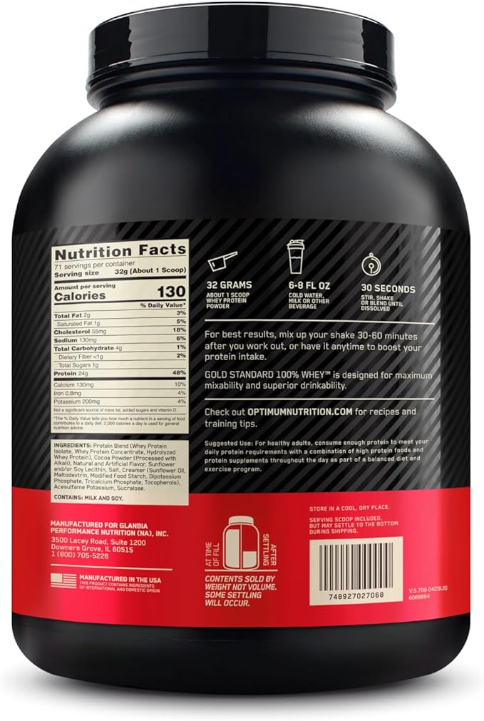 Optimum Nutrition Gold Standard 100% Whey Protein Powder, Chocolate Coconut, 5 Pound (Packaging May Vary)