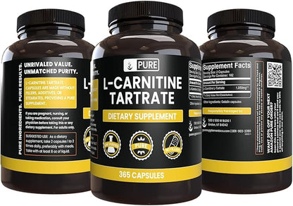 Pure Original Ingredients L-Carnitine Tartrate (365 Capsules) No Magnesium Or Rice Fillers, Always Pure, Lab Verified
