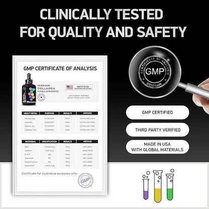 Liquid Marine Collagen Peptides with 10mg Hyaluronic Acid Supplement - 1,000mg Hydrolyzed Collagen Drops for Skin, Hair, Joints Support - Liquid Collagen For Women And Men - 30-Day Collagen Drink