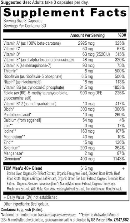 Multivitamin for Men by Ancient Nutrition, Ancient Multi Men's 40+ Once Daily Vitamin Supplement 90 ct, Vitamin A, Vitamin B and Vitamin K2, Supports Immune System, Paleo and Keto Friendly