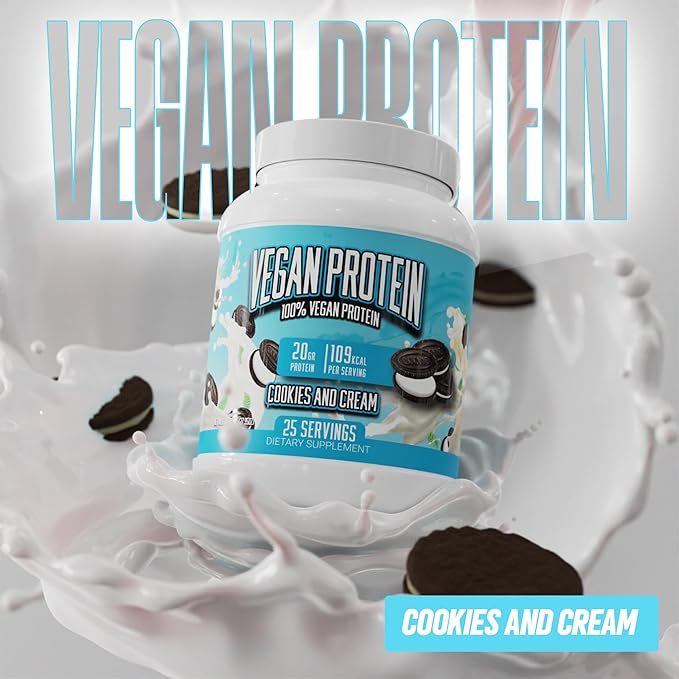 Huge Supplements Vegan Protein Powder - Cookies & Cream - Superior Plant-Based Protein Powder, 20g Protein Per Serving