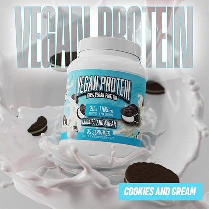 Huge Supplements Vegan Protein Powder - Cookies & Cream - Superior Plant-Based Protein Powder, 20g Protein Per Serving