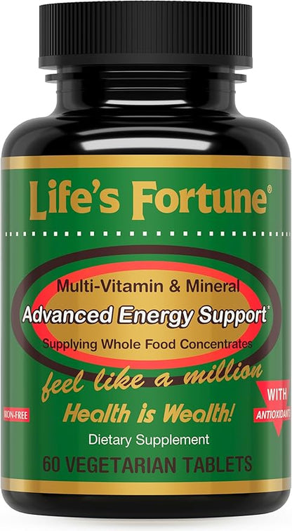 Life's Fortune Multivitamin & Mineral 60 Tablets, All Natural Energy Source Supplying Whole Food Concentrates, Antioxidants, Amino Acids, Enzymes, Trace Minerals & More