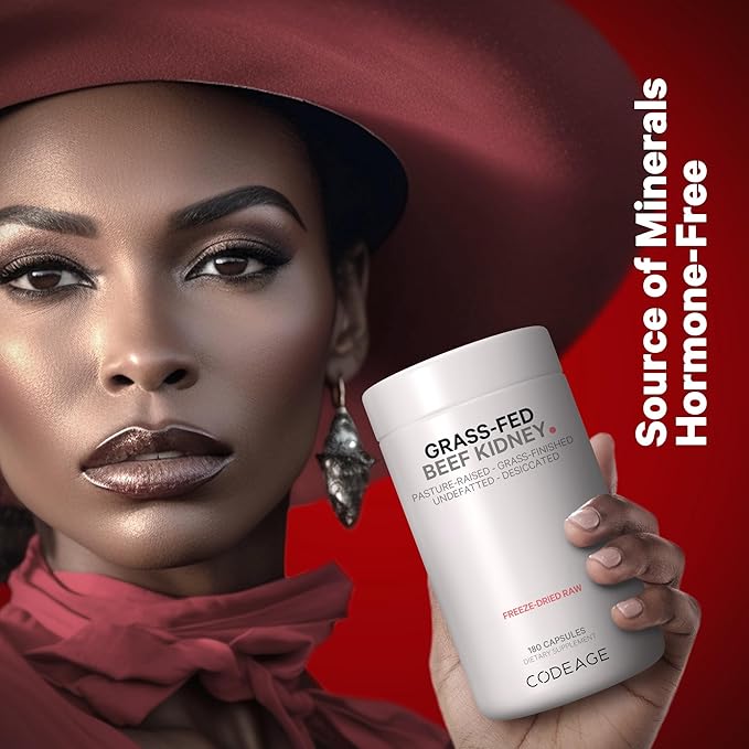 Codeage Grass Fed Beef Kidney Supplement - Freeze Dried, Non-Defatted, Desiccated Beef Kidney Glandulars Nutrition Bovine Pills – Pasture Raised Beef Vitamins for Kidney - Non-GMO -180 Capsules