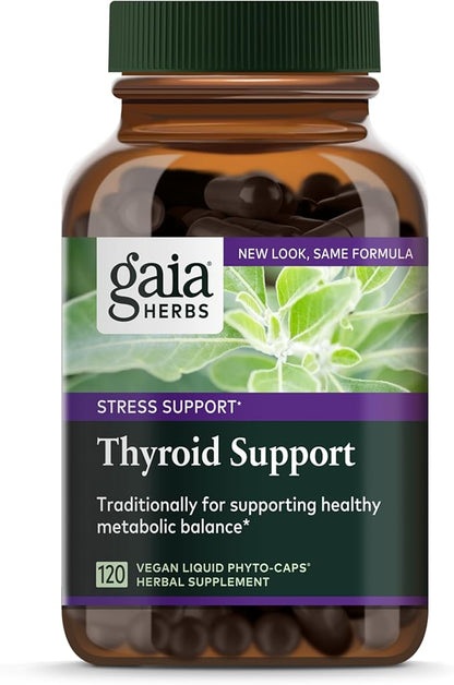Gaia Herbs Thyroid Support - Made with Ashwagandha, Kelp, Brown Seaweed, and Schisandra to Support Healthy Metabolic Balance and Overall Well-Being - 120 Vegan Liquid Phyto-Capsules (40-Day Supply)