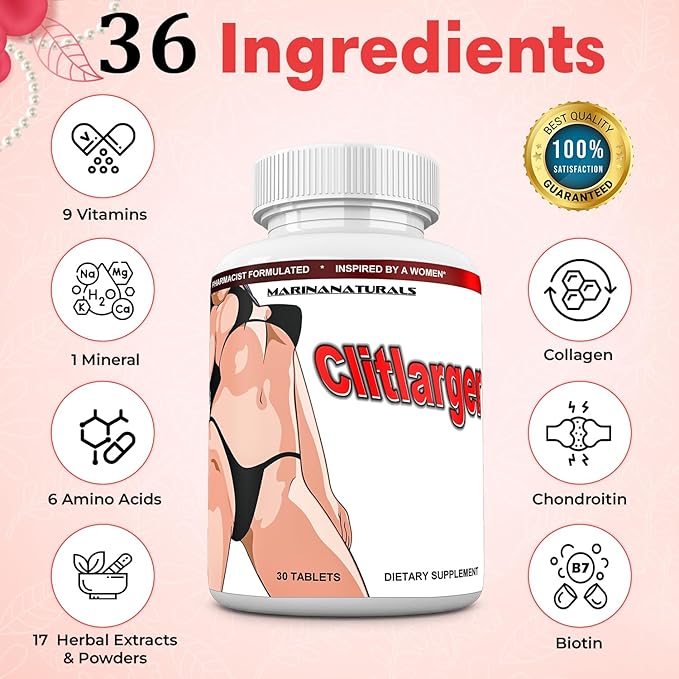 CLITLARGER Women’s Multivitamin, Mineral and Herbs for a Bigger, Lubricated, and More Sensitive Clitoris. Natural Clitoris Enlargement Pills. 30 Tablets