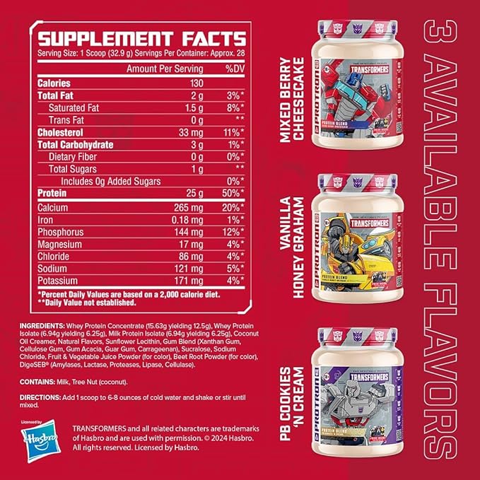 Core Nutritionals | Transformers Protron Protein Blend Nutritional Supplement Formula (Free Prize Inside) for Adults Ages 18+ (2 Pounds, PB Cookies 'N Cream)