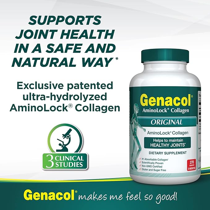 Genacol Collagen Peptides for Joint Support Premium Joint Supplement Collagen Pills | Gluten-Free Non-GMO | Colageno Hidrolizado Original 270 Capsules