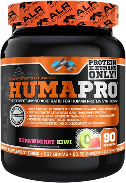 Humapro | Amino Acids Protein Matrix for Humans | 99% Utilization for Lean Muscle | Vegan, Gluten Free | 667g / 90 Servings (Strawberry Kiwi)