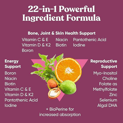 Next Gen Multivitamin for Women – 22 Optimized Vitamins for Immunity, Beauty, Brain, Energy, Bones and Heart – Vitamin C, D, E, K, Iron, B6 and DHA - 60 Vegetarian Soft Capsules (Packaging May Vary)