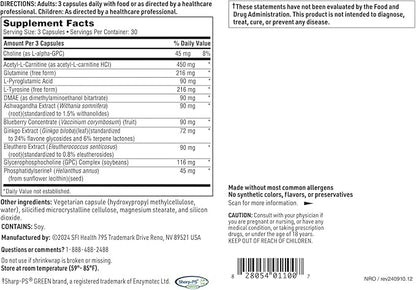 Klaire Labs Neurothera - Supports Mental Clarity with Phosphatidylserine, Choline & Ginkgo, Cognitive Support Blend with No Dairy or Artificial Preservatives (90 Capsules)