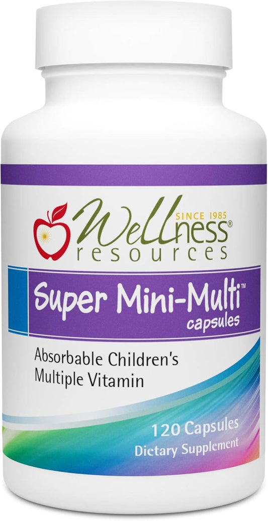 Super Mini-Multi - Children's Multivitamin Swallowable Capsules with Methyl Folate, Methyl B12 and Coenzyme B Vitamins for Growth, Focus, Brain Health (120 Capsules)