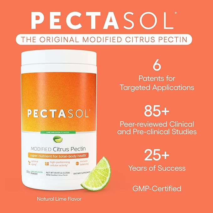 PectaSol Modified Citrus Pectin – 551g Lime Powder – Total-Body Health Supplement to Support Heart, Immune System, Inflammation Response & Healthy Aging + Maintain Healthy Galectin-3 Levels