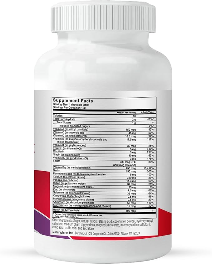 BariatricPal "All-in-ONE Chewable Multivitamin with Calcium Citrate & Iron - Mixed Berry (30-Day Supply)