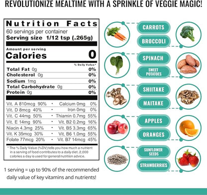 ENOF Organic Fruit & Vegetable Powder Supplement Kids & Adults, 10 Clean Ingredients, Strawberry, Spinach & More, Gluten-Free Non-GMO, 3 Mo. Supply