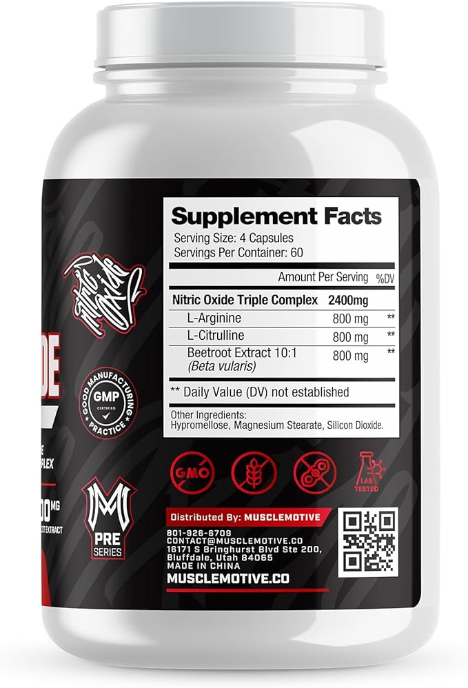 Nitric Oxide Supplement 2400mg with L-Arginine, L-Citrulline and Beet Root Extract, 240 Capsules