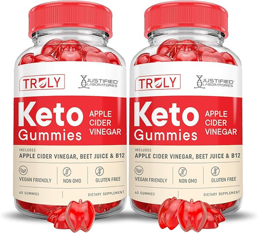 (2 Pack) Truly Keto ACV Gummies Advanced Formula 1000MG Truly Keto Gummies Apple Cider Vinegar Formulated with Pomegranate Beet Juice Powder B12 Vegan Non GMO 120 Gummys