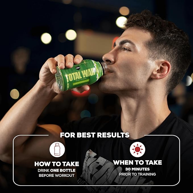REDCON1 Total War Ready to Drink Pre Workout - Endurance Boosting, Keto Friendly RTD Formula - Amino Acid + Citrulline Malate Pre Workout Drink for Men & Women (Fruit Punch, 12 Servings)