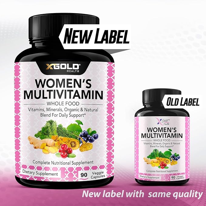 Vegan Women's Daily Multivitamin 50 Plus with Organic WholeFood Based Natural Ingredients, Ginger, Maca, Multi-Vitamin B Complex & More - Energy Support, Immune System Booster -90 Capsules