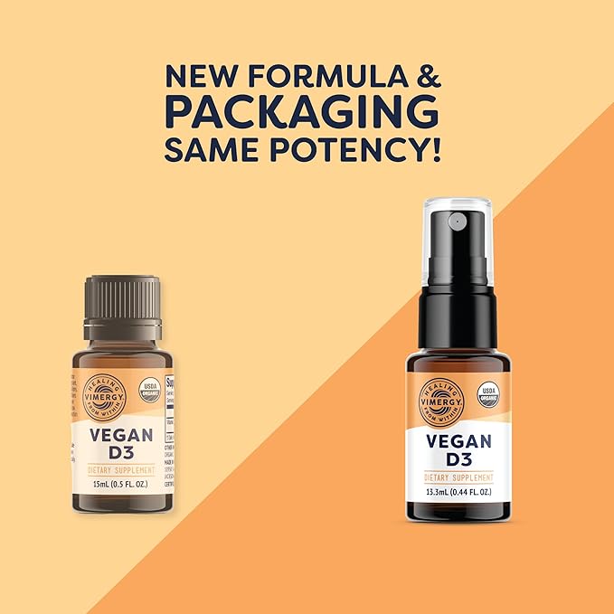 Vimergy Vegan D3 – Supports Bone Health* – Benefits Immune Function* – USDA Certified Organic, Vegan, Gluten-Free – 15 mL (96 Servings)