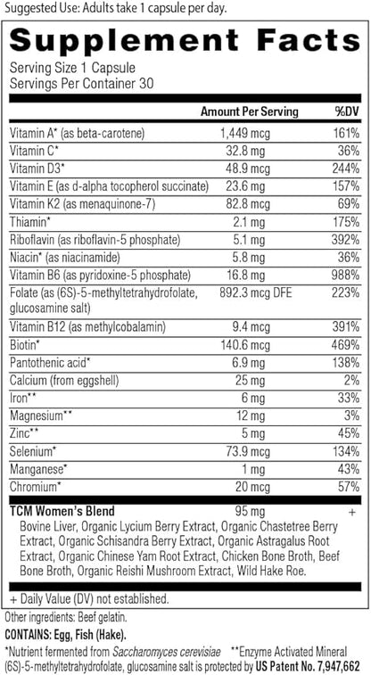 Multivitamin for Women by Ancient Nutrition, Ancient Multi Women's Once Daily Vitamin Supplement, Vitamin B, Vitamin C and Vitamin K2, Folate and Iron Supplement, Supports Bone and Blood Health, 30ct