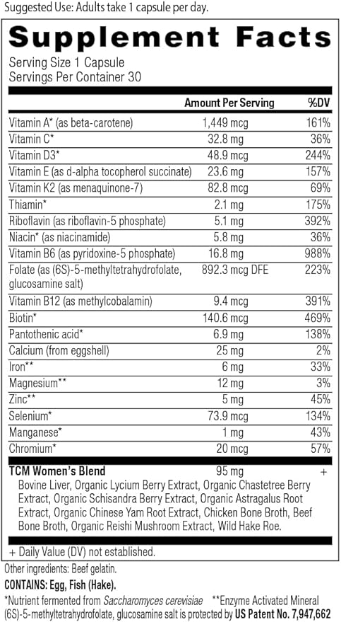 Multivitamin for Women by Ancient Nutrition, Ancient Multi Women's Once Daily Vitamin Supplement, Vitamin B, Vitamin C and Vitamin K2, Folate and Iron Supplement, Supports Bone and Blood Health, 30ct
