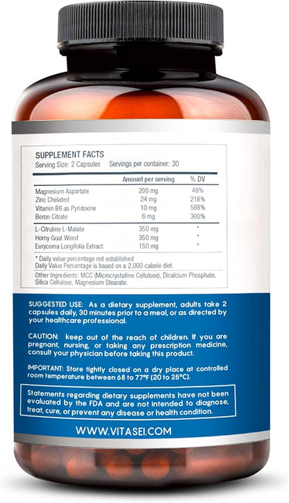 Testronix Performance Supplement for Men - Energy and Muscle Supplements for Mens Health - 60 Capsules (Pack of 2)