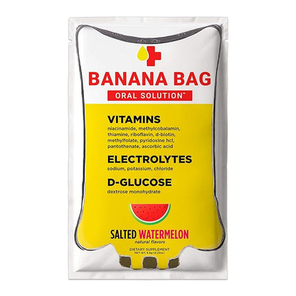 Banana Bag Oral Solution Recovery Packets - I.V. Alternative - Salted Watermelon 15pk: Pharmacist-Formulated for Fast Energy Boost, Rehydration & Wellness. Electrolytes + Vitamin C + Strong B-Complex