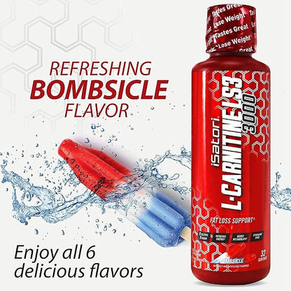 iSatori L-Carnitine LS3 3000, Liquid L-Carnitine with Acetyl L-Carnitine, L-Carnitine L-Tartrate, Stimulant Free Pre Workout, No Calories, Sugar, Gluten, Keto-Friendly, Bombsicle Flavor (32 Servings)