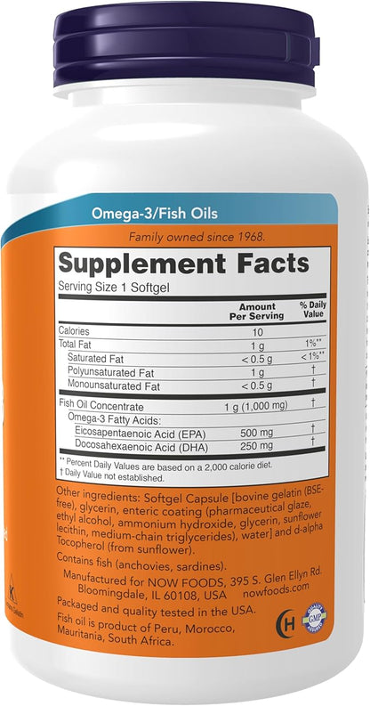 NOW Foods Supplements, Ultra Omega-3 Molecularly Distilled and Enteric Coated, 180 Softgels