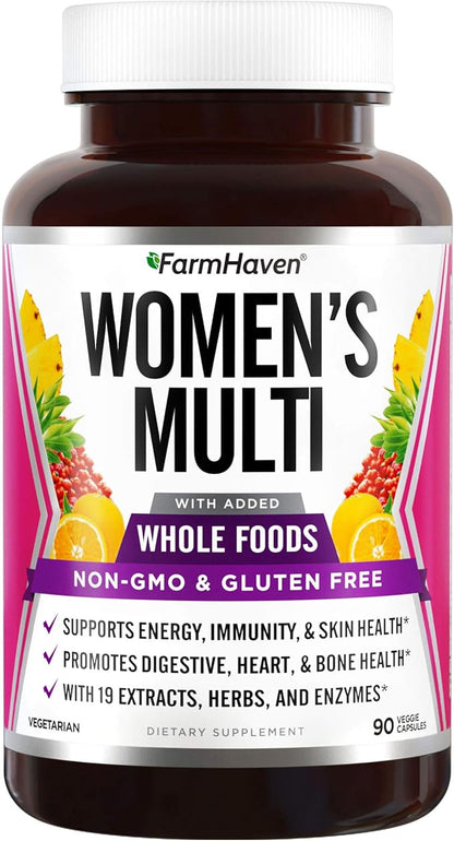 FarmHaven Multivitamin for Women | 22 Essential Nutrients, Fruits & Veggies Womens Multivitamin | Whole Food Multivitamin Boosts Energy, Immune, Heart Health | Womens Daily Vitamins - 90 Capsules