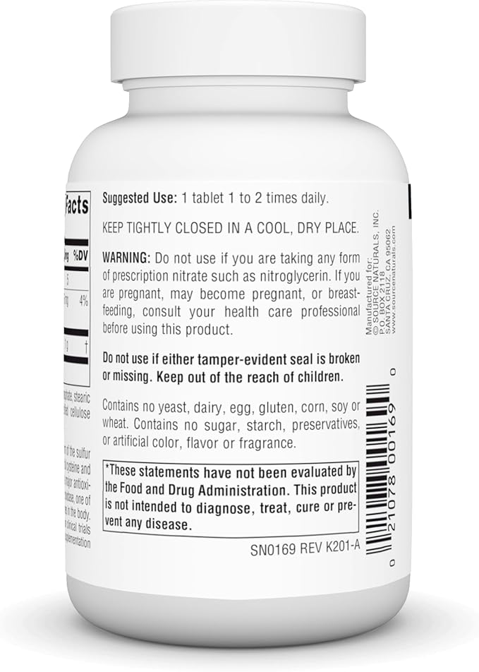 Source Naturals N-Acetyl Cysteine Antioxidant Support 1000 mg Dietary Supplement That Supports Respiratory Health* - 60 Tablets