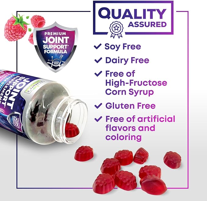 Joint Support Supplement - Extra Strength Glucosamine Joint Support Gummy - Joint Health Support & Flexibility for Back, Knees, & Hands - Vitamin E for Immune Support for Women & Men - 60 Gummies