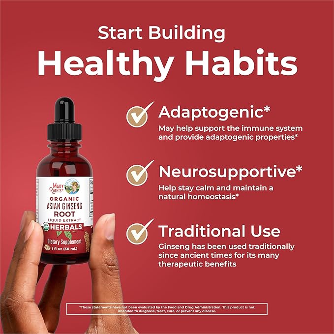 MaryRuth Organics Herbal Supplement Drop, Antioxidant, Boost Energy, Pack of 1, Ginseng Root for Vitality, Supports Focus and Endurance, Vegan, Non-GMO, Gluten Free, 1 Fluid Ounces