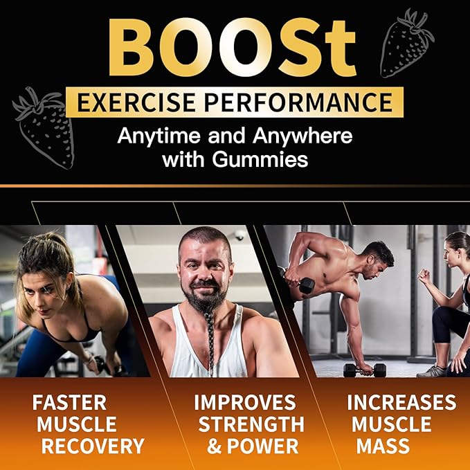 Creatine Monohydrate Gummies for Men & Women-5g of Creatine Monohydrate per Serving - Sugar Free,Vegan, Strawberry Flavor, 120 Count