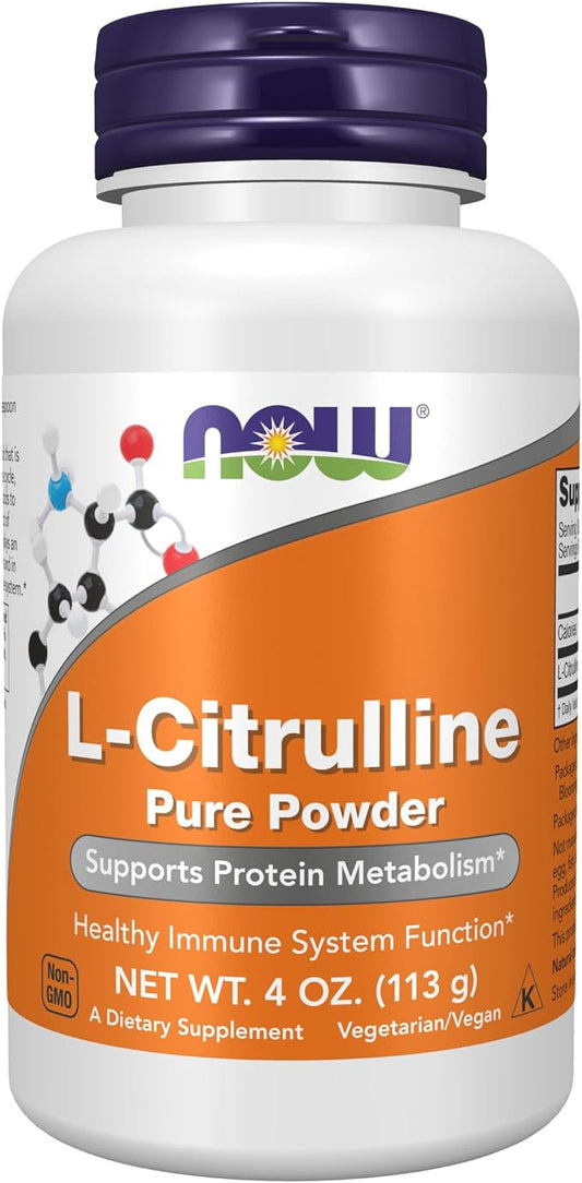 NOW Foods Supplements, L-Citrulline Pure Powder, Supports Protein Metabolism*, 4-Ounce