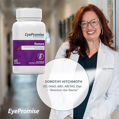 EyePromise Restore Supplement - 60 Softgel Capsules Containing Lutein, Vitamin C, Vitamin D, Vitamin E, Omega-3 Fish Oil, and Zeaxanthin - A Patented Complete Eye Health Formula