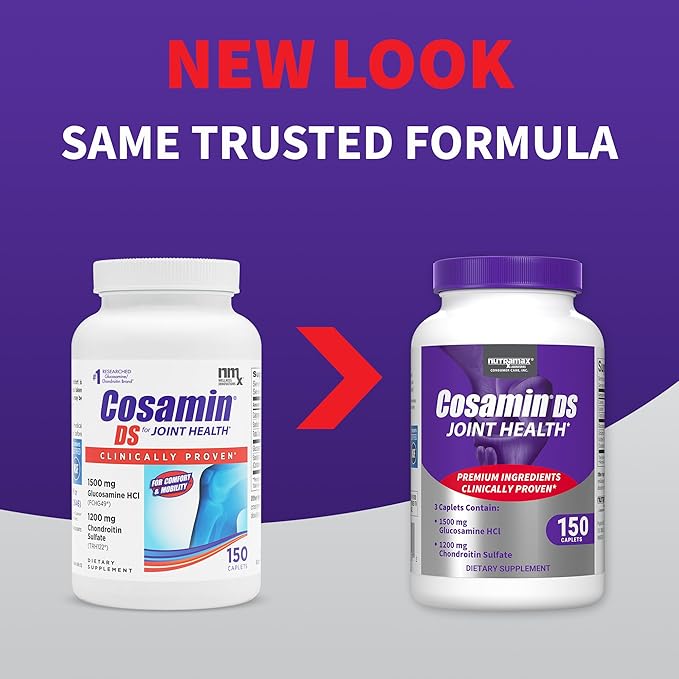 Cosamin DS, #1 Researched Glucosamine & Chondroitin Joint Health Supplement, 150 'Easy-To-Swallow' Caplets