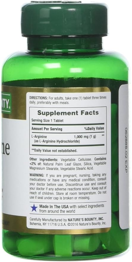 Nature's Bounty L-Arginine 1000 mg, 50 Tablets (Pack of 3)
