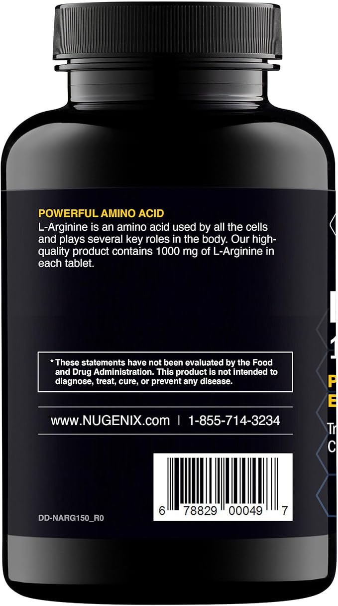 Nugenix Essentials L-Arginine Amino Acid Supplement, 1000 mg, 150 Tablets