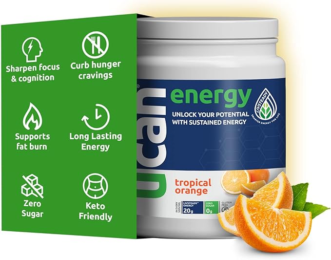 UCAN Energy Powder, Orange, Keto, Sugar-Free Pre & Post Workout for Men & Women, Non-GMO, Vegan, Gluten-Free, Great for Runners, Gym-Goers and High Performance Athletes | 30 Servings (26.5 Ounces)