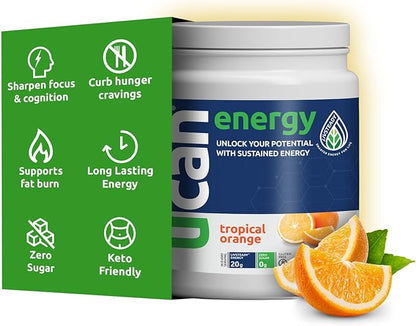 UCAN Energy Powder, Orange, Keto, Sugar-Free Pre & Post Workout for Men & Women, Non-GMO, Vegan, Gluten-Free, Great for Runners, Gym-Goers and High Performance Athletes | 30 Servings (26.5 Ounces)
