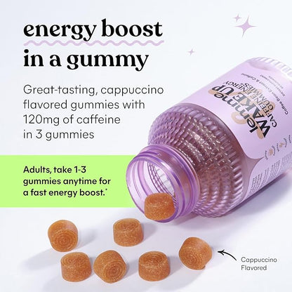 Lemme Wake Up Caffeine Energy Gummies, 80mg of Caffeine Per Serving, Coffee Bean Extract, Cappuccino Flavor, Vegan & Gluten Free, 1 Month Supply (60 ct)