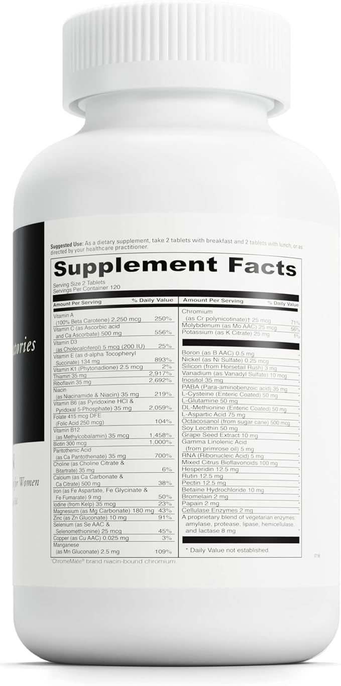DAVINCI Labs Spectra Woman - Dietary Supplement to Support Bone Health and Women's Needs - with Vitamins, Minerals, Calcium, Beta Carotene, L-Cysteine, Grape Seed Extract, and More - 240 Tablets