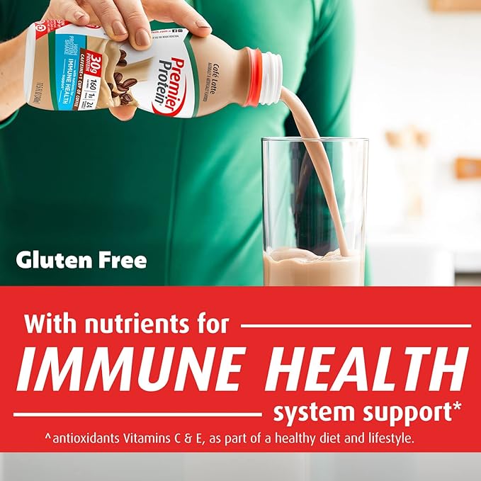 Premier Protein Shake, Café Latte, 30g Protein, 1g Sugar, 24 Vitamins & Minerals, Nutrients to Support Immune Health 11.5 fl oz, 12 Pack