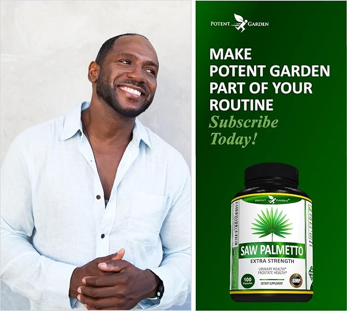 Potent Garden Saw Palmetto 500 mg - Prostate Supplements for Men - Supports Healthy Urination Frequency & Flow - Non GMO, 100 Saw Palmetto Capsules